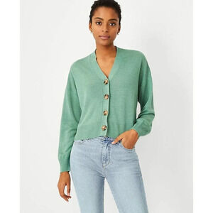 Ann Taylor Women's Linen Blend Cardigan Size Small Green Buttons